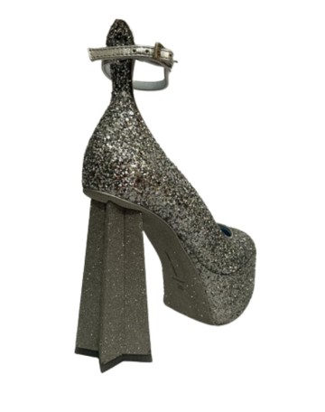 Scarpe donna Chiara Ferragni décolleté Star Heel TC130 glitter silver D24CF10 CF3241 004