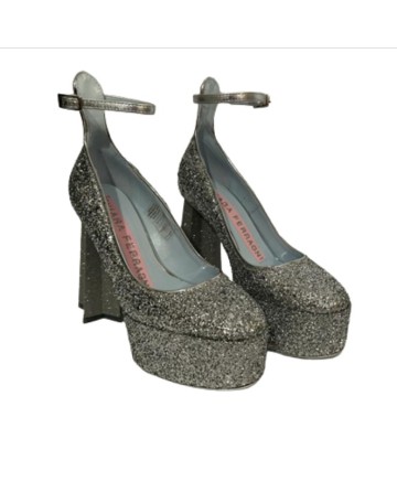 Scarpe donna Chiara Ferragni décolleté Star Heel TC130 glitter silver D24CF10 CF3241 004