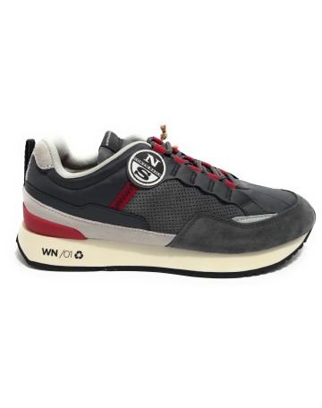 Scarpe  sneaker Winch Punch 021 suede/ nylon gray/ red U24NS04