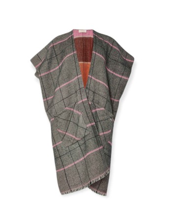 Gilet donna Liu Jo con tasche a scacchi grigio/ rosa E24LJ55 2F3076