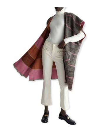 Gilet donna Liu Jo con tasche a scacchi grigio/ rosa E24LJ55 2F3076