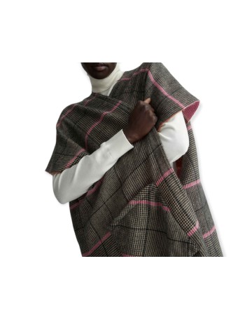 Gilet donna Liu Jo con tasche a scacchi grigio/ rosa E24LJ55 2F3076