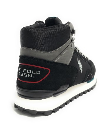 Polacchino uomo US Polo ARON005M pelle e tessuto black gray U24UP18