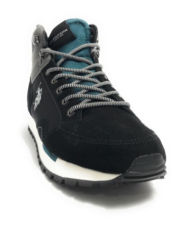 Polacchino uomo US Polo ARON005M pelle e tessuto black gray U24UP18