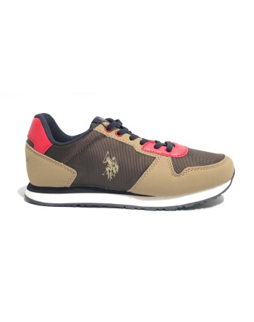 Scarpe US Polo sneaker Nobik 011 ecosuede beige/ nylon brown Z24UP03