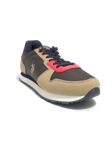Scarpe US Polo sneaker Nobik 011 ecosuede beige/ nylon brown Z24UP03