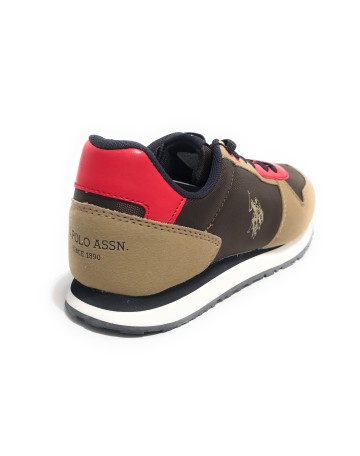 Scarpe US Polo sneaker Nobik 011 ecosuede beige/ nylon brown Z24UP03