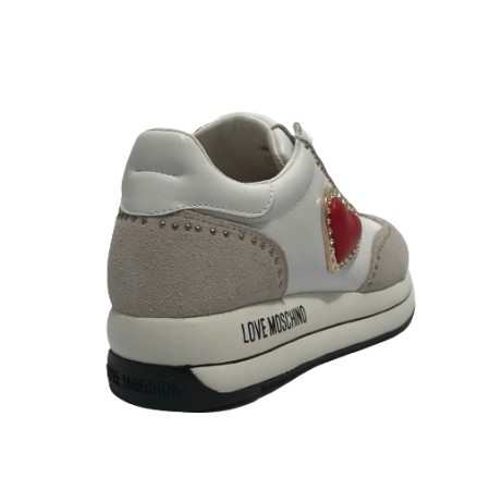 Scarpe Love Moschino sneaker in pelle/ scamosciato bianco DS24MO01 JA15064