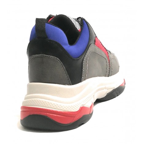 SCARPE SNEAKER ZEPPA GOLD&GOLD DONNA ECOPELLE E TESSUTO GRIGIO/ROSSO/BLU D19GG10