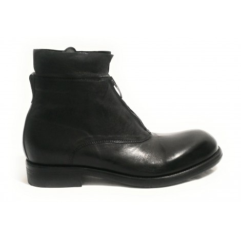 Scarpe Ton Goût polacchino a zip uomo stivaletto pelle nero U19TG01