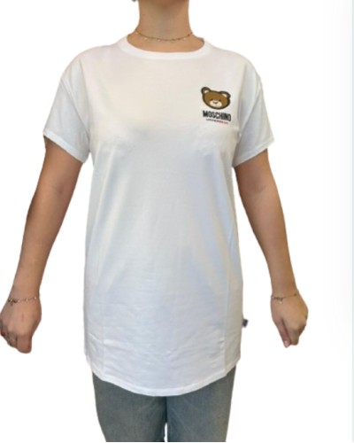 Maxi t-shirt donna Moschino bianco con stampa bear ES24MO04 V6A0790 4410 0001