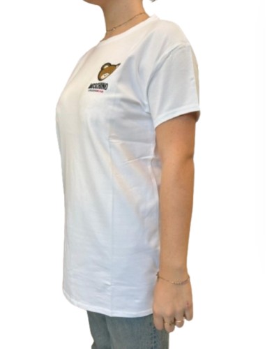 Maxi t-shirt donna Moschino bianco con stampa bear ES24MO04 V6A0790 4410 0001