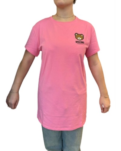 Maxi t-shirt donna Moschino rosa con stampa bear ES24MO03 V6A0790 4410 0245