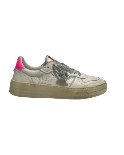 Scarpe donna 4B12 sneaker in pelle bianco/ fuxia DS24QB03 HYPER-D817