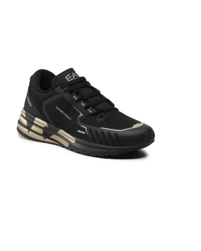 Sneaker running EA7 Emporio Armani training mesh black gold unisex US24EA02 X8X094
