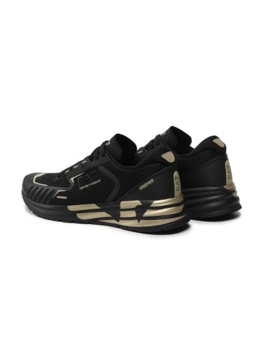 Sneaker running EA7 Emporio Armani training mesh black gold unisex US24EA02 X8X094