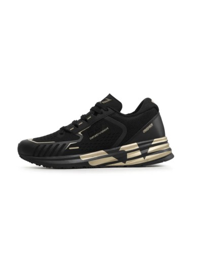 Sneaker running EA7 Emporio Armani training mesh black gold unisex US24EA02 X8X094