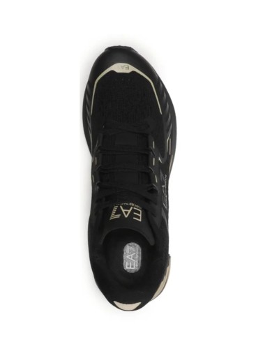 Sneaker running EA7 Emporio Armani training mesh black gold unisex US24EA02 X8X094