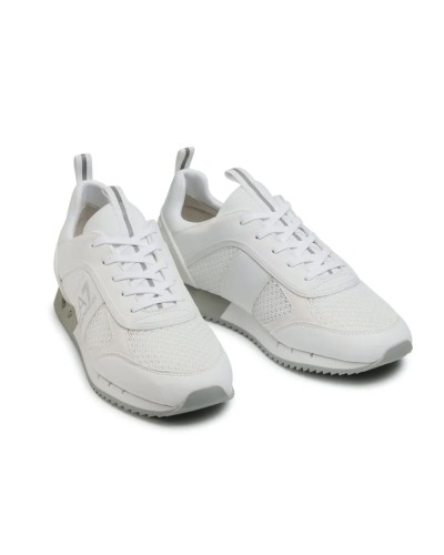 Sneaker EA7 Emporio Armani training ecosuede/ mesh white/ silver unisex US24EA01 X8X027