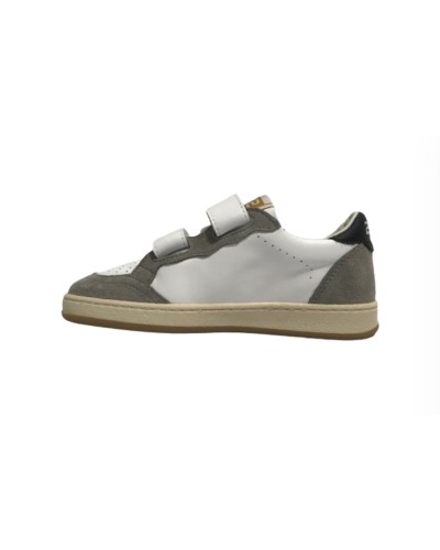 Scarpe bambino 2B12 sneaker con strap Mini.Play-83 in pelle bianco/ grigio/ fluo ZS24QB09