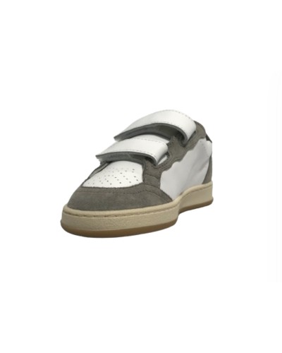 Scarpe bambino 2B12 sneaker con strap Mini.Play-83 in pelle bianco/ grigio/ fluo ZS24QB09