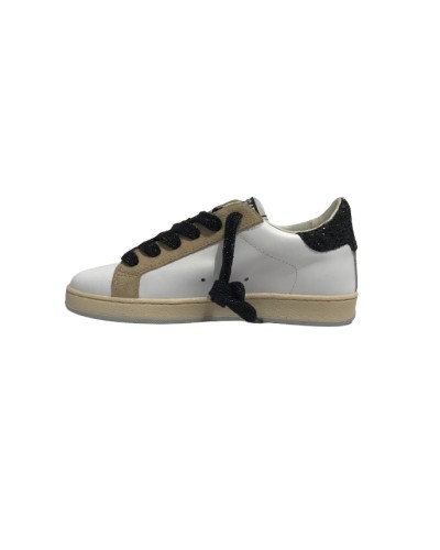 Scarpe 2B12 sneaker Mini Suprime-54 pelle bianco/ glitter nero ZS24QB02