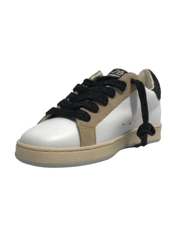 Scarpe 2B12 sneaker Mini Suprime-54 pelle bianco/ glitter nero ZS24QB02