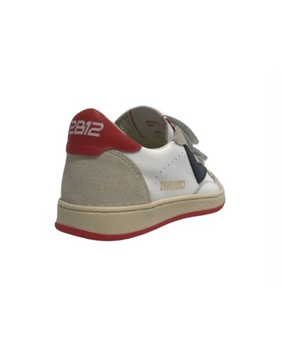 Scarpe bambino 2B12 sneaker con strap Mini.Play-87 in pelle bianco/ off ZS24QB10