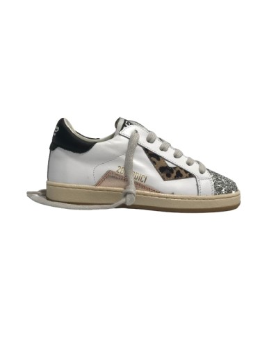 Scarpe 2B12 sneaker Mini Suprime-61 pelle bianco/ silver/ leo ZS24QB03
