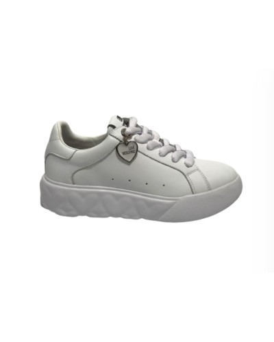 Scarpe Love Moschino sneaker heart45 in pelle bianco DS24MO18 JA15564