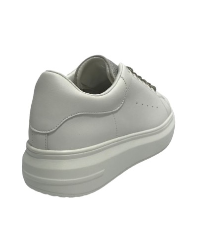 Scarpe donna sneaker Gold&gold ecopelle bianco con strass grigio DS24GG04 GB811