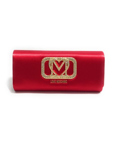 Borsa donna Love Moschino a spalla/ tracolla tessuto satinato rosso BS24MO132 JC4296