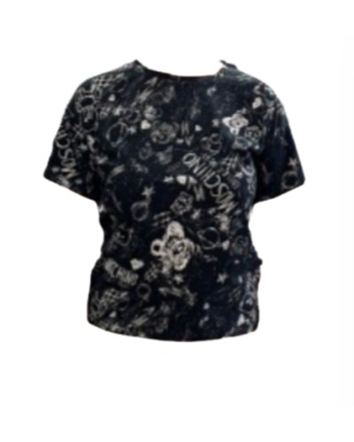 T-shirt donna Moschino nero con stampa logo ES24MO24 V6A0705 4412 1555