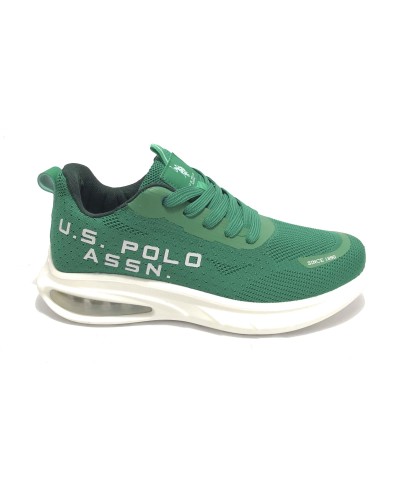 Scarpe U.S. Polo sneaker running Active001 in ecopelle/ tessuto mesh verde uomo US24UP01