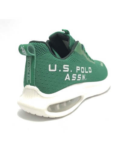 Scarpe U.S. Polo sneaker running Active001 in ecopelle/ tessuto mesh verde uomo US24UP01