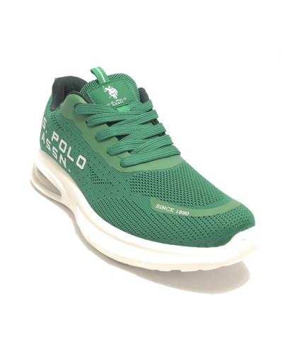 Scarpe U.S. Polo sneaker running Active001 in ecopelle/ tessuto mesh verde uomo US24UP01