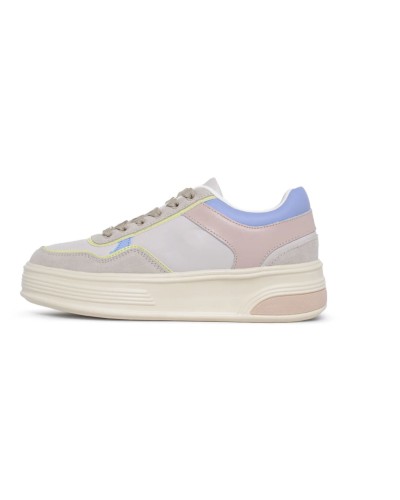 Scarpe  US Polo sneaker Asuka 004A in suede beige/ ecopelle rosa/ multicolore DS24UP04