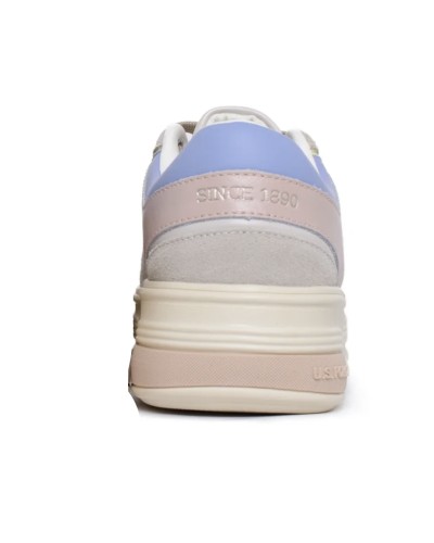 Scarpe  US Polo sneaker Asuka 004A in suede beige/ ecopelle rosa/ multicolore DS24UP04