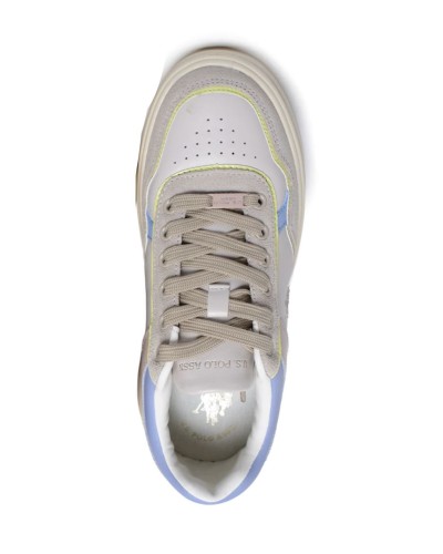 Scarpe  US Polo sneaker Asuka 004A in suede beige/ ecopelle rosa/ multicolore DS24UP04