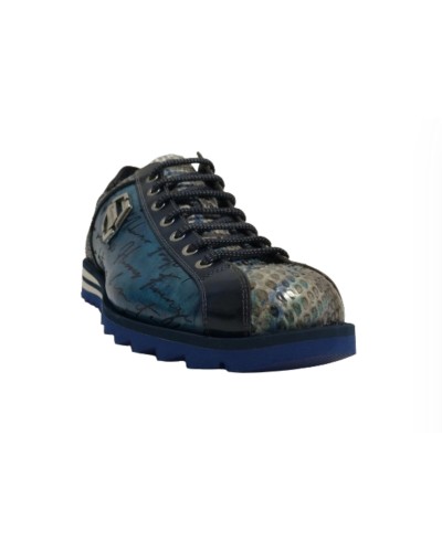 Scarpe uomo Harris sneaker pelle pregiata blu elettrico U17HA207 2817