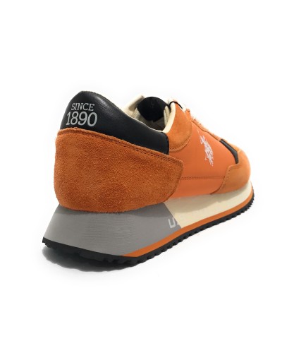 Scarpe U.S. Polo sneaker running Cleef 006M in pelle scamosciata/ tessuto orange US24UP23