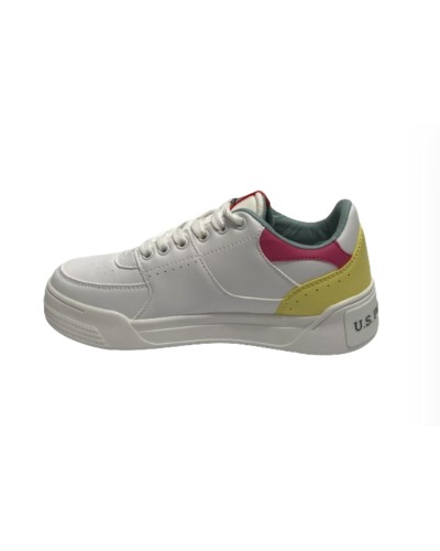 Scarpe US Polo sneaker Nole001 in ecopelle/ tessuto white/ yellow DS24UP19