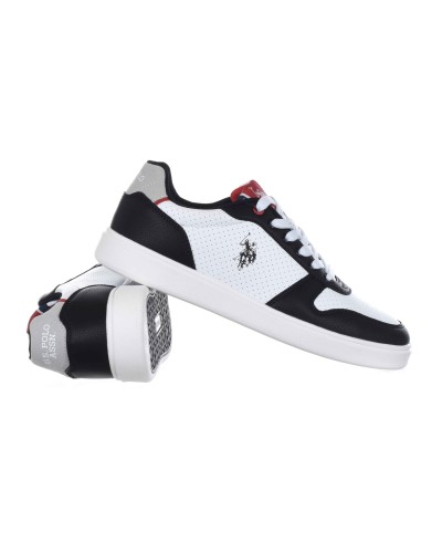 Scarpe U.S. Polo sneaker ROKKO003B in ecopelle/ tessuto white/ black uomo US24UP33