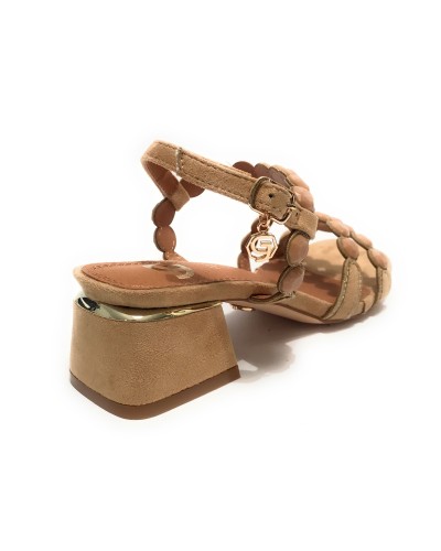 Scarpe donna sandalo Gold&gold ecopelle beige con strass DS24GG31 GK163