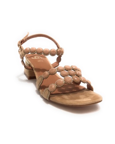 Scarpe donna sandalo Gold&gold ecopelle beige con strass DS24GG31 GK163