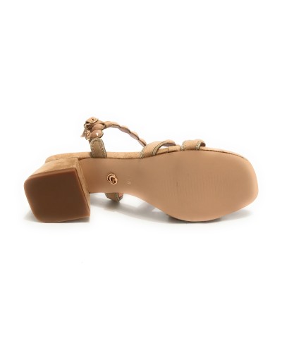 Scarpe donna sandalo Gold&gold ecopelle beige con strass DS24GG31 GK163