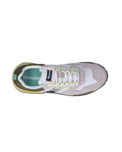 Scarpe Blauer sneaker Heron 02 in suede/ nylon white/ military US24BU06 S4HERON02/RIS