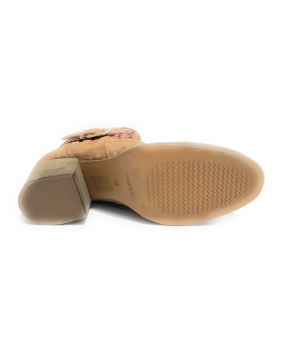 Scarpe donna CAFèNOIR tronchetto in pelle scamociata a intreccio con fibbia marrone DS24CN03 EN6003