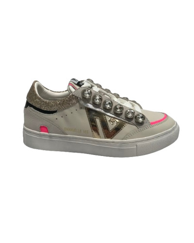 Scarpe donna sneaker Emanuélle Vee Olivia strass multi white-gold D25EV05 442P-700-12-P003CB\MWG