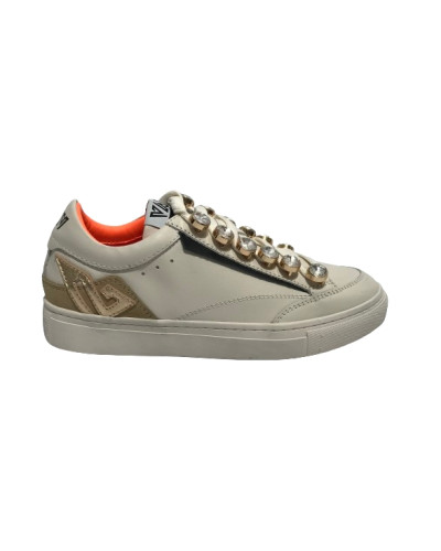 Scarpe donna sneaker Emanuélle Vee Olivia con strass white D25EV03 442P-700-33-P003CB\WHI